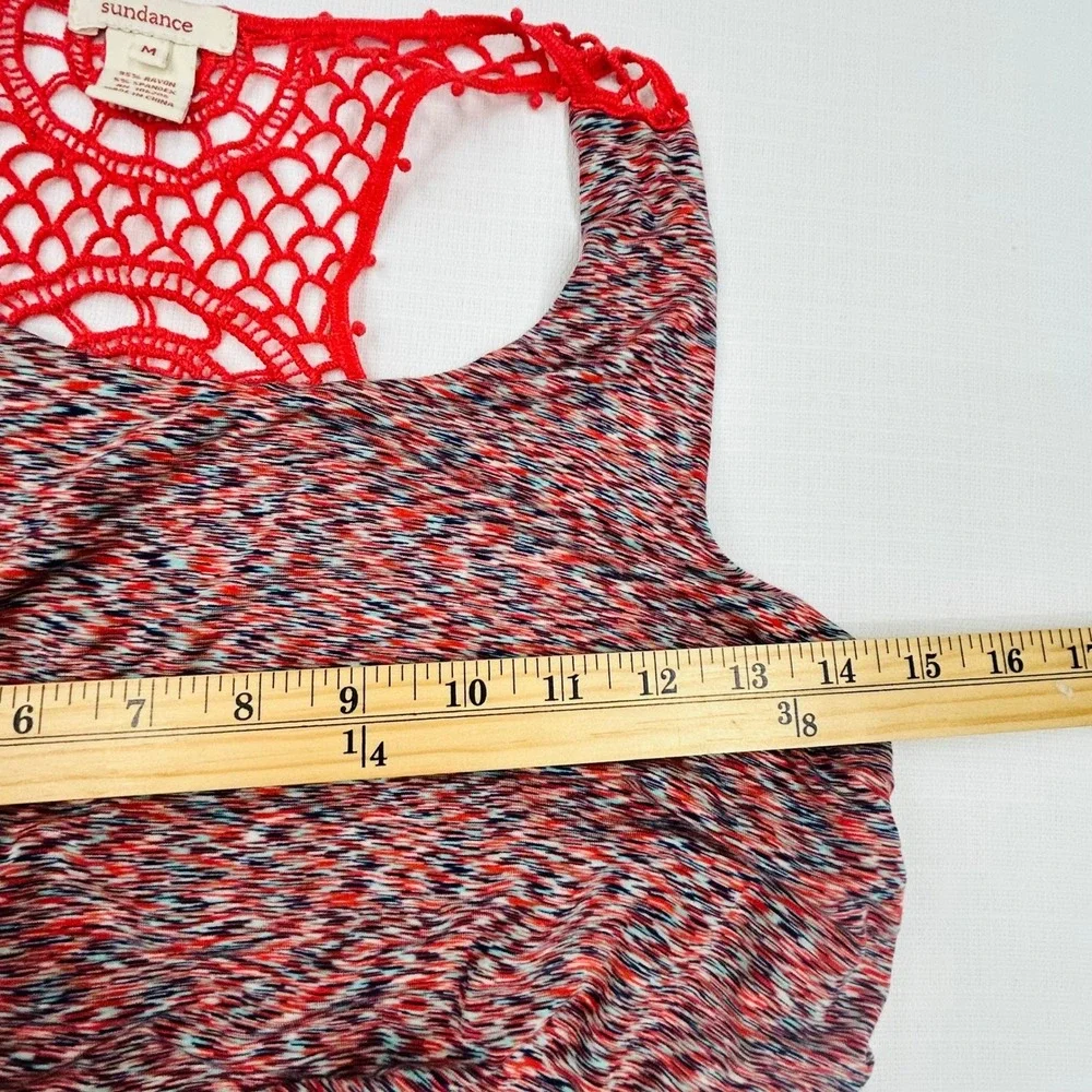 Sundance Red Maxi Dress M Boho Crochet Lace Racerback Sleeveless Festival Beach - Picture 8 of 9